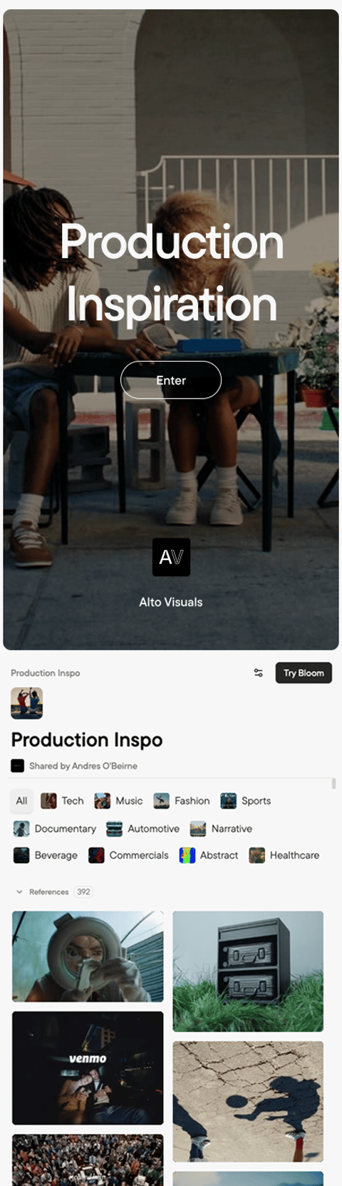 A Bloom presentation link viewed on mobile